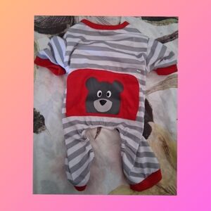 Striped Gray and Red Pet One Piece